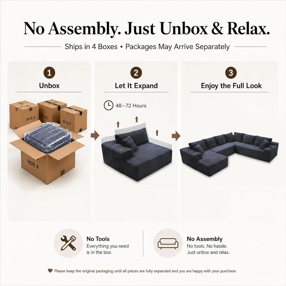 122" Oversized Cloud Sectional Couch for Living Room, 7 Seater U Shaped ...