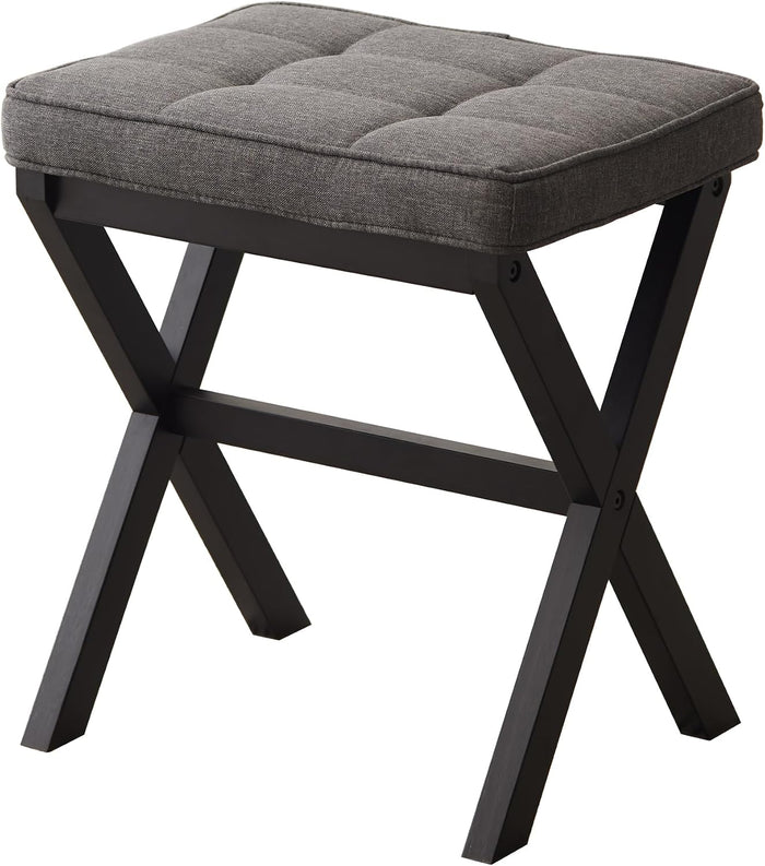 Foot Stool Small Ottoman Foot Rest Padded Foot Stool Desk for Under Office Desk Vanity Stool Bamboo Footstool Sofa Footrest Shoe Stool Small Foot Stools (Black Legs + Gray)