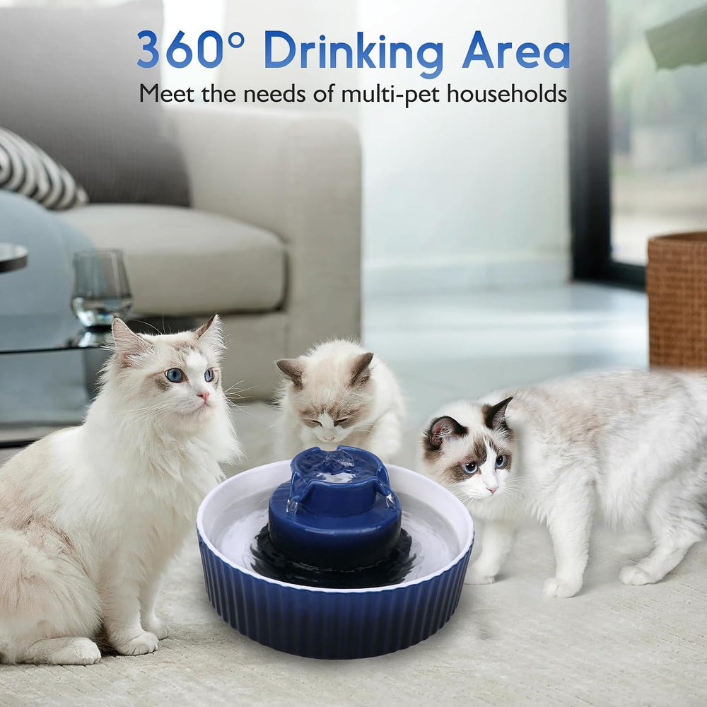 Lawfery Ceramic Cat Water Fountain, 2.1L/71oz Cupcake Pet Fountain