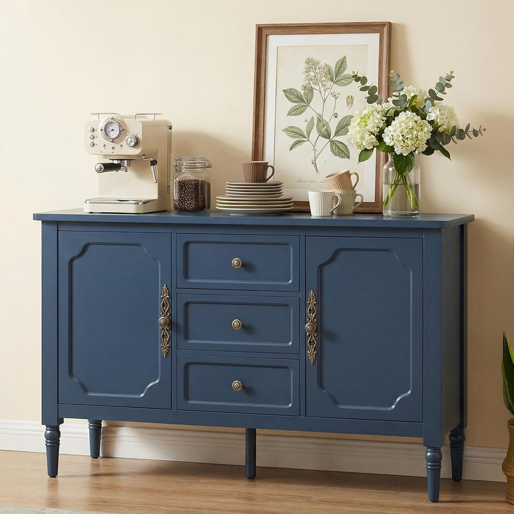 RoyalCraft Sideboard Buffet Cabinet with Storage, Kitchen Cabinet, Blue