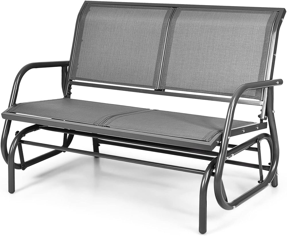Tangkula 2 Person Patio Glider, Outdoor Swing Bench, Rocker Glider Loveseat C...