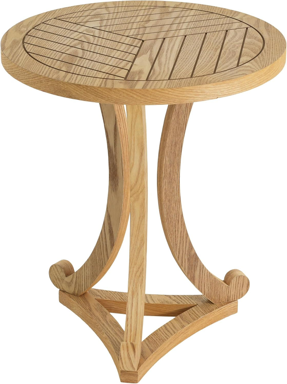 Christopher Knight Home Isele Wood Accent Table with Round Slatted Top Design...