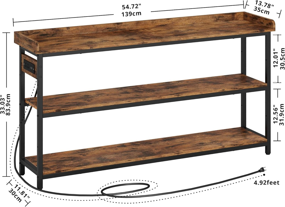 IRONCK Console Table with Power Outlet, One Piece Top, Sofa Table 55" | ...