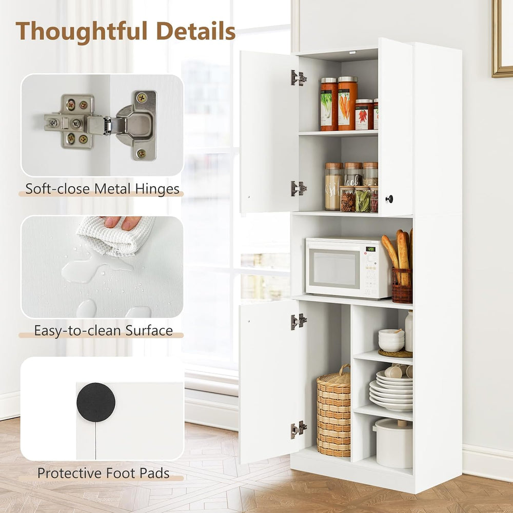 TANGZON Tall Kitchen Cupboard, 3-door Storage Cabinet with Countertop, Open S...