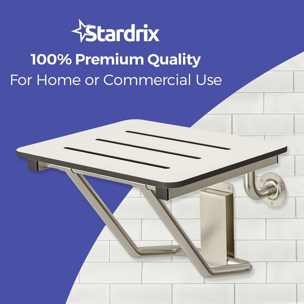 Stardrix 18" x 16" ADA Compliant Phenolic White Folding Shower Seat...