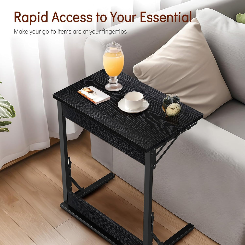 Tatub 24" TV Tray Table Set of 4, Folding C Shaped End Table, Small Sofa...