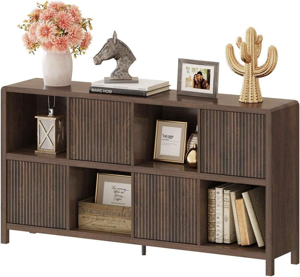 FATORRI 8 Cube Storage Organizer Bookshelf with Storage, 57 Inch Farmhouse Ho...