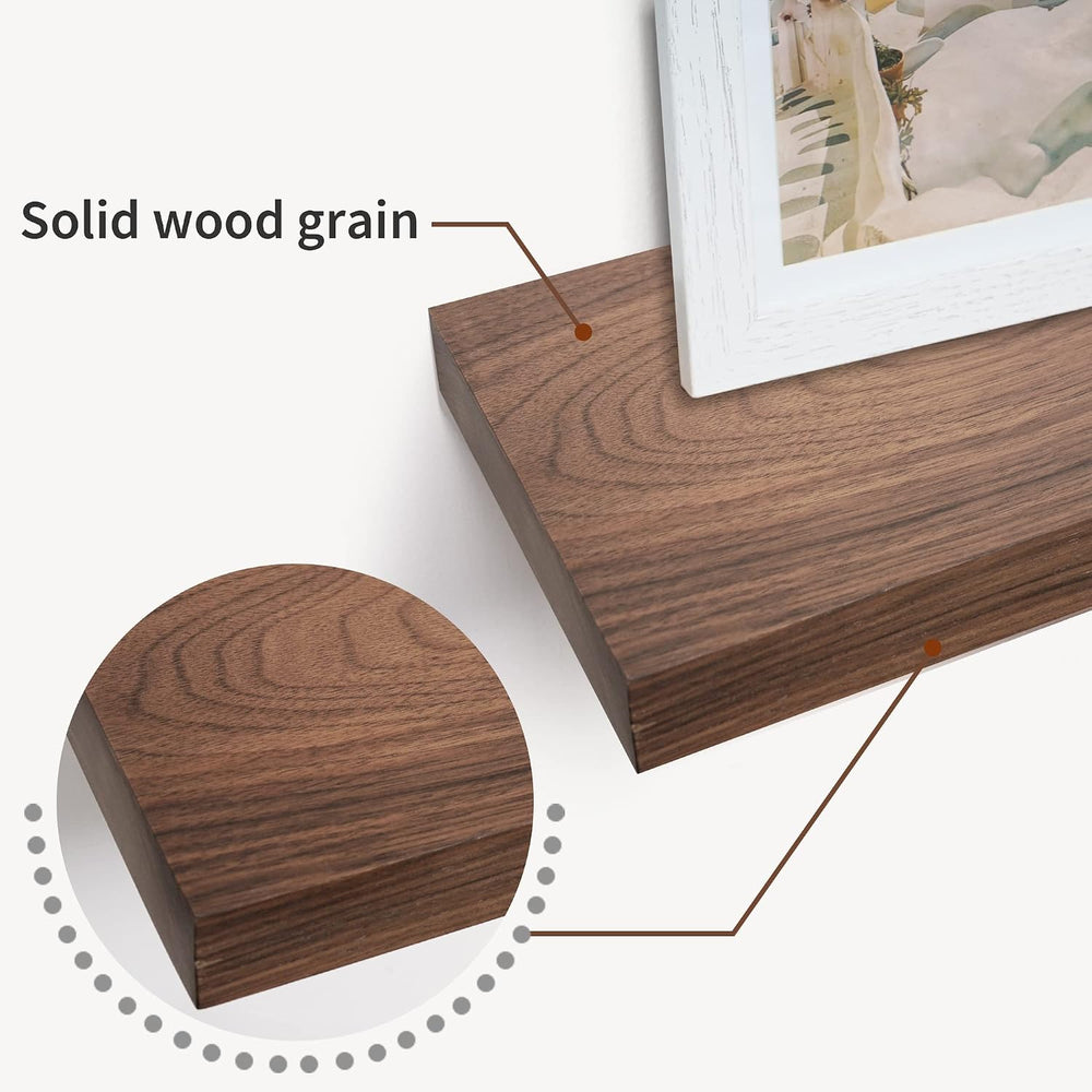 Axeman 36 Inch Solid Walnut Wood Floating Shelves, 6inch Deep Wall Shelves