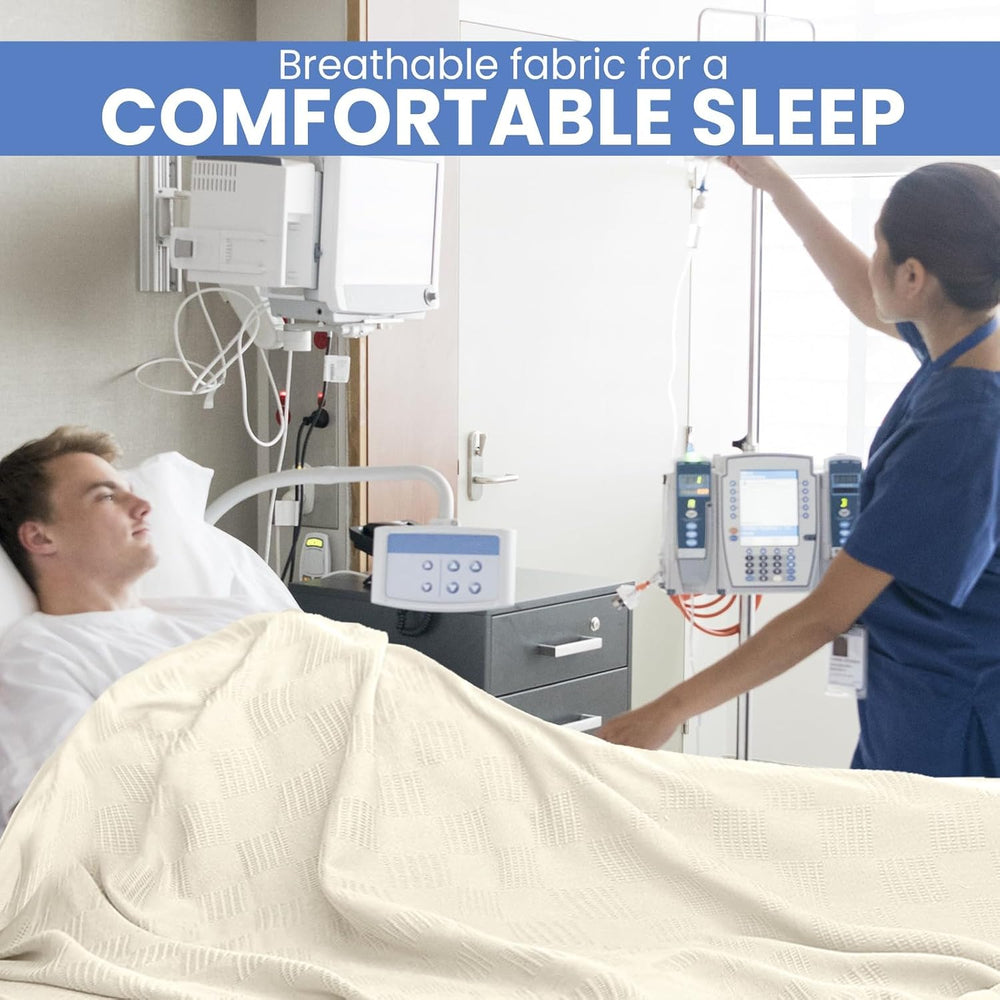 Linteum Textile Hospital Thermal SNAGLESS Spread Blanket, 100% Cotton (74x100...