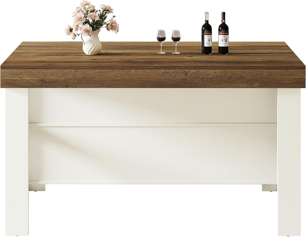 Tribesigns Kitchen Island with Seating and Storage Shelves, 55.1-Inch Breakfa...