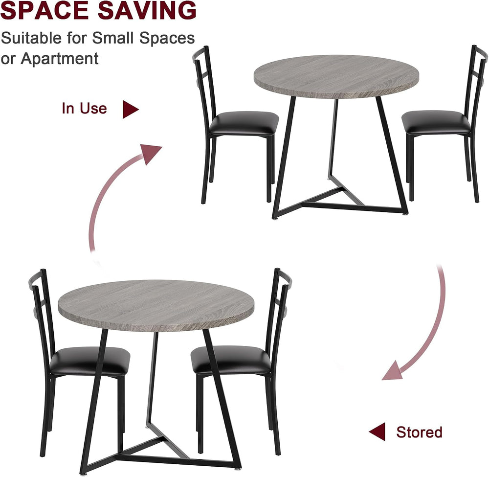 GAOMON Dining Table Set for 2, Kitchen Table and Chairs for 2 with Upholstere...
