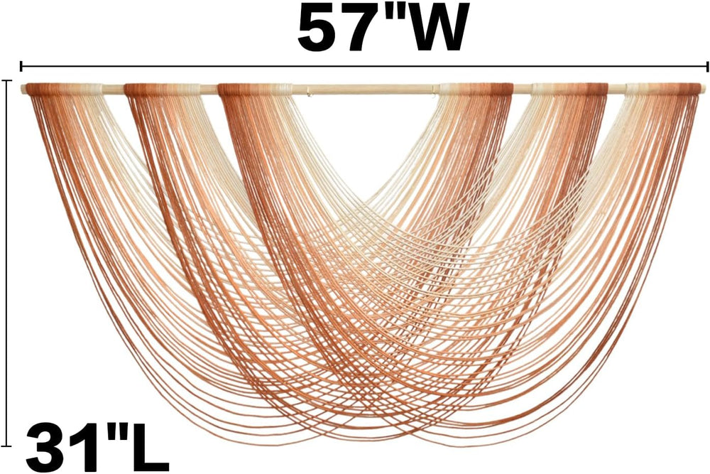 Macrame Wall Hanging Orange Boho Fiber Art Large Decor 57"W*31"L