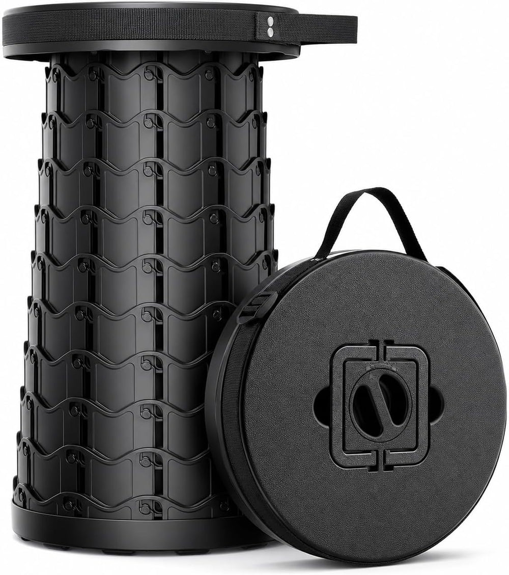 Portable Collapsible Stool with Lock for Camping, Fishing Black