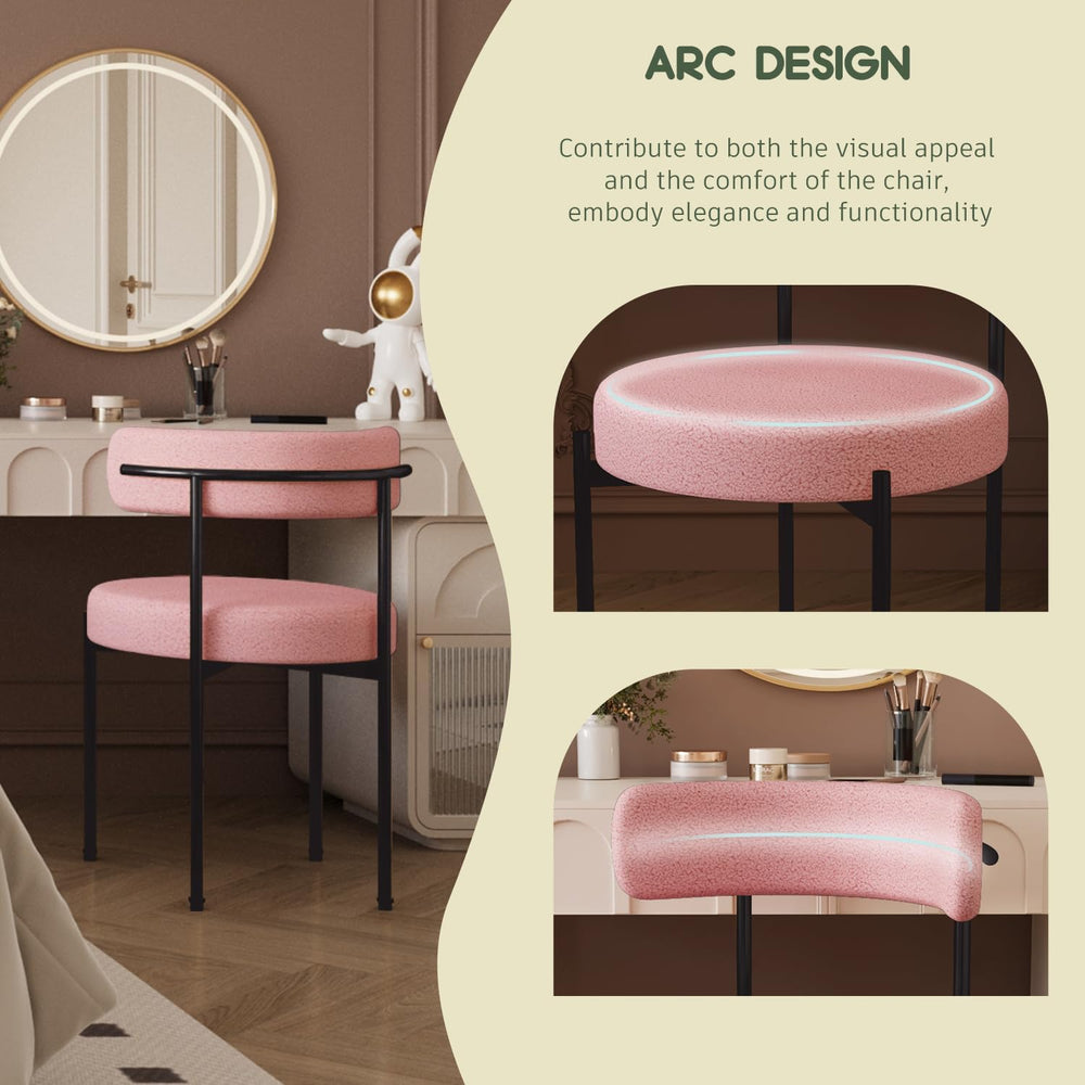 Boucle Dining Chairs Set of 2 Teddy Upholstered Dining Room Chairs Kitchen Ch...