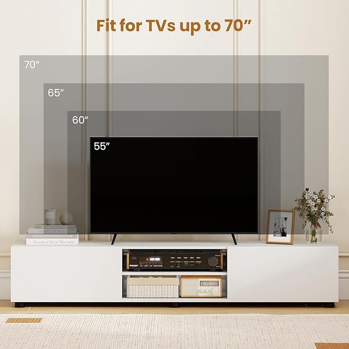 Tangkula Modern TV Stand for up to 70” TVs, 63”L Minimalist Entertainment Cen...