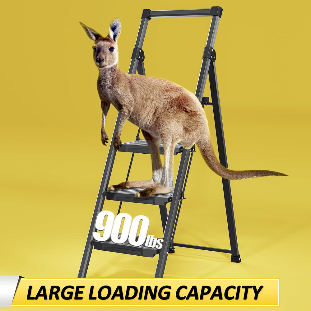 KINGRACK Step Ladder 4 Step Folding, 900lbs 4 Step Ladder with Anti-Slip Wide...