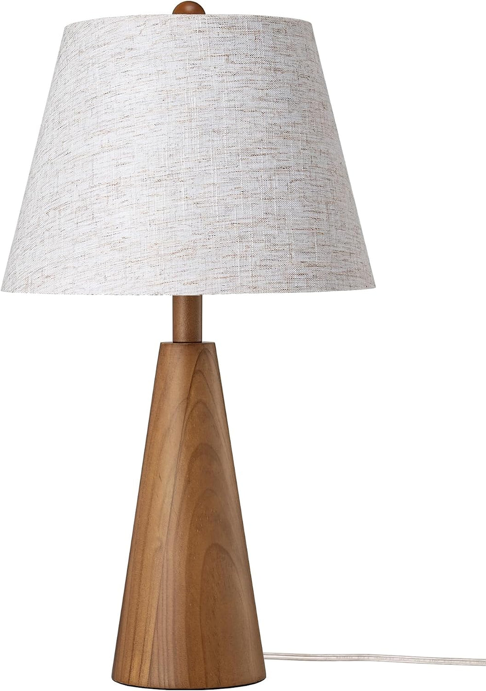 EDISHINE 22" Mid Century Table Lamp, Tapered Walnut Wood Base, E26 Socket