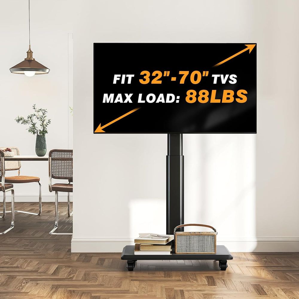 TVON Rolling TV Stand for 32-70Inch TVs, Elegant Floor TV Stand with Wheels |...