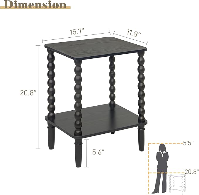 End Tables Set of 2, Small Side Table with Storage Shelf, Nightstands for Bed...