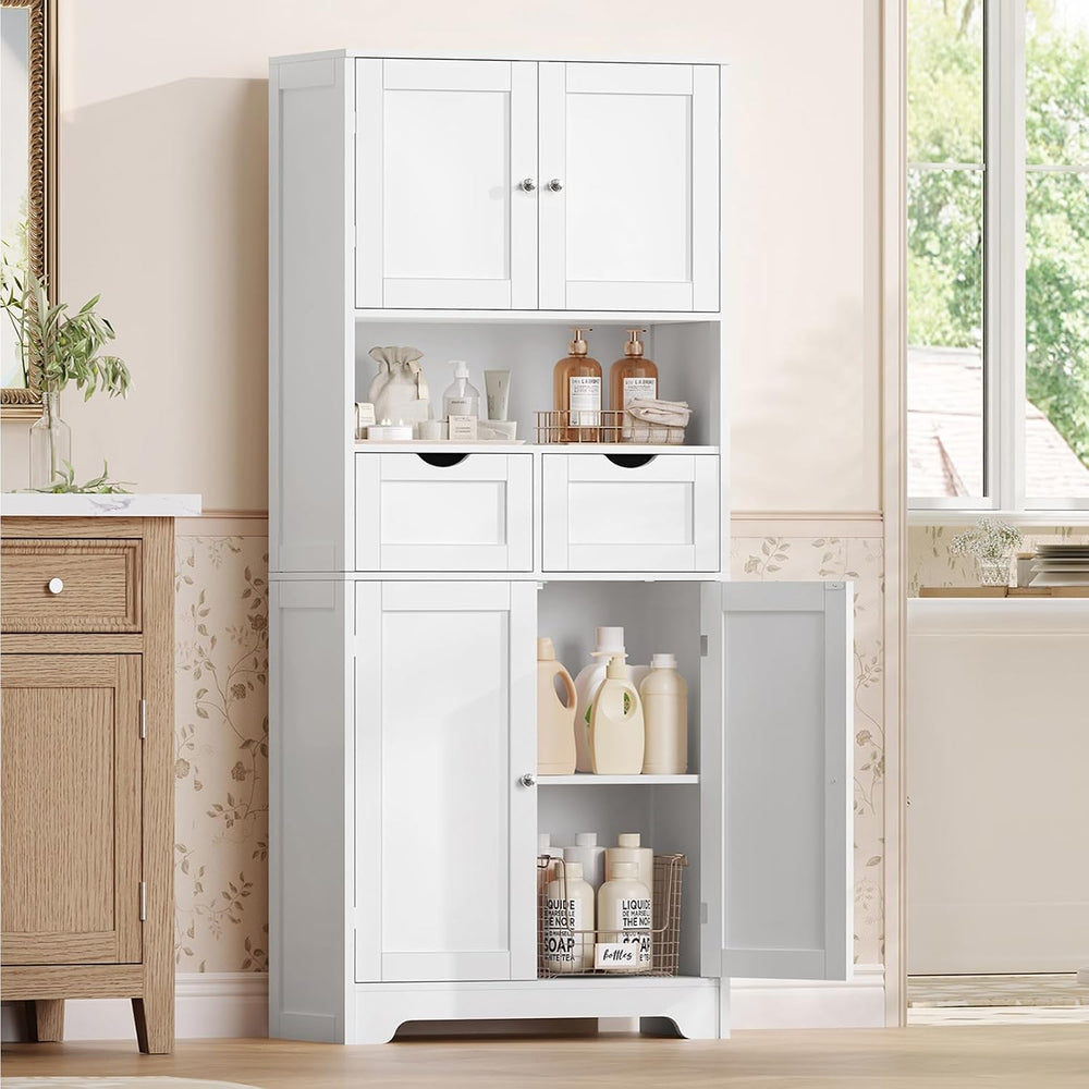 TEENFON 57.8" H Tall Bathroom Storage Cabinet with 4 Doors & 2 Adjus...