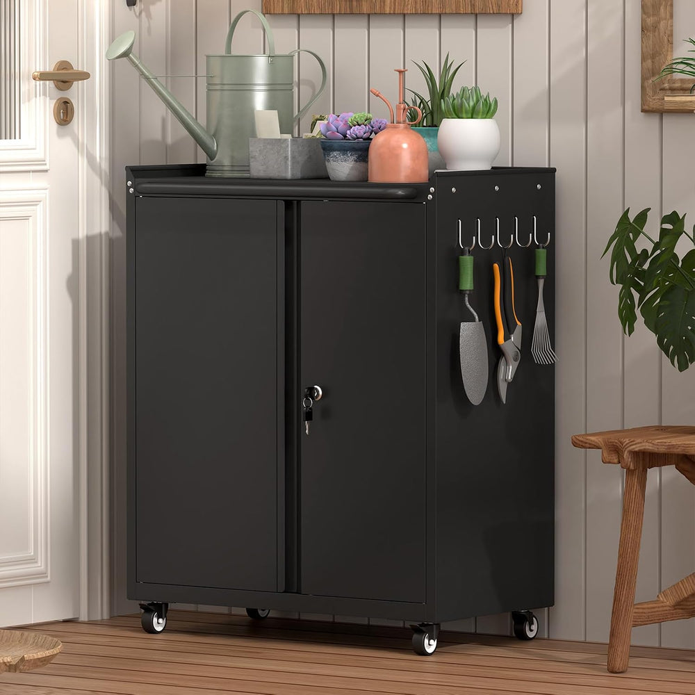 GREATMEET 32" H Lockable Storage Cabinet, Small Locking Cabinet with Doo...