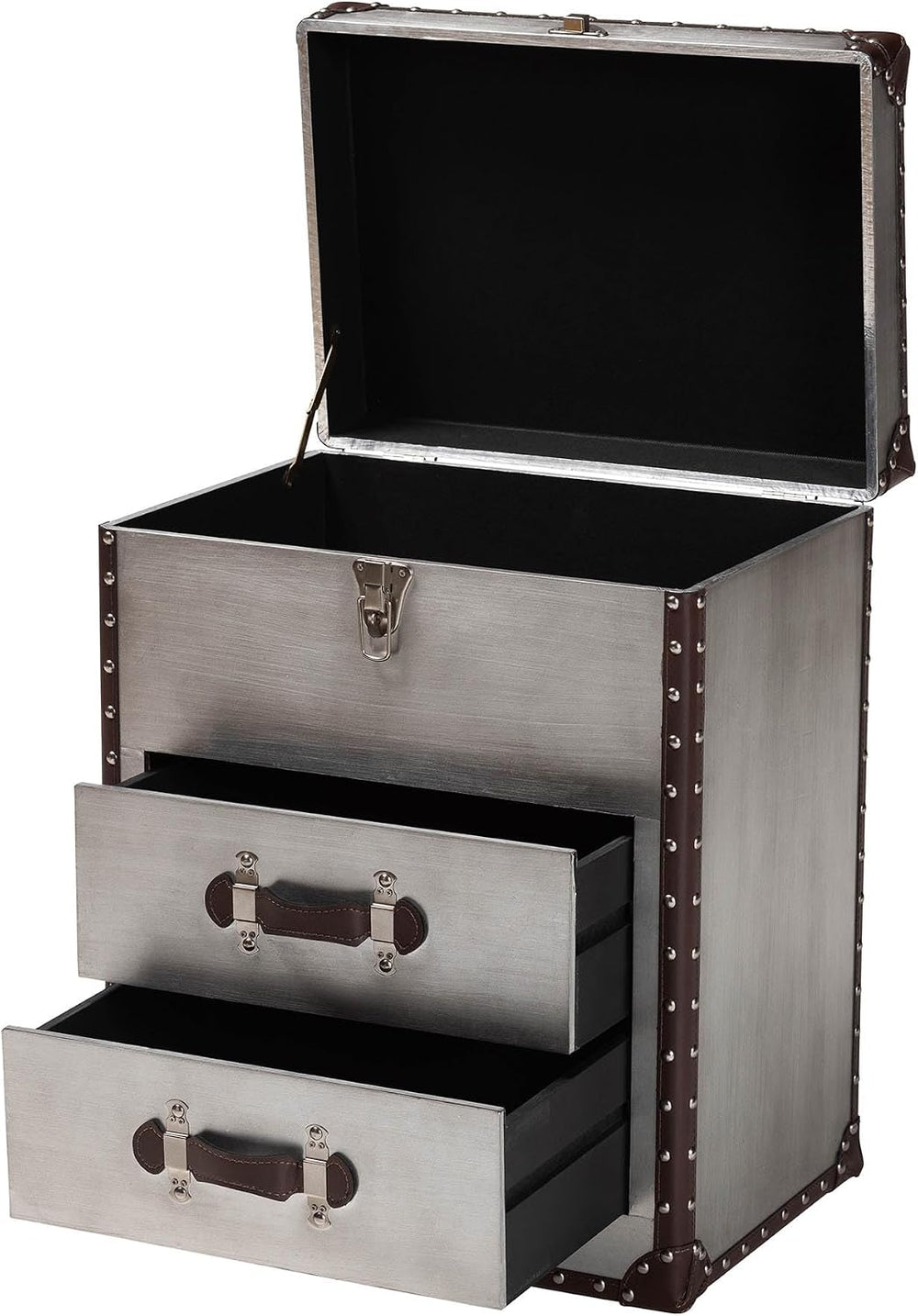 Baxton Studio Calidore Vintage Silver Metal 2-Drawer End Table