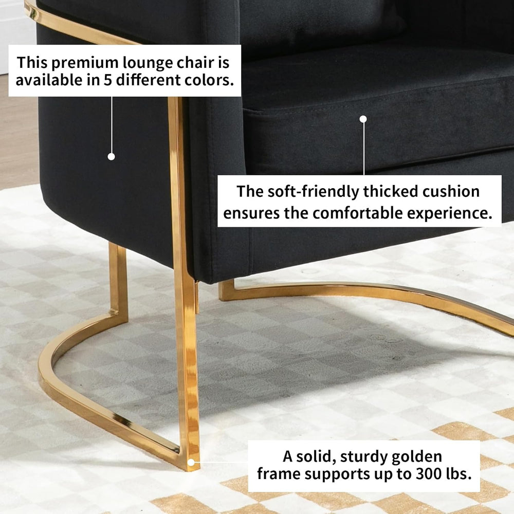 Velvet Modern Accent Chairs Set of 2, Upholstered Barrel Armchair Mid Century...
