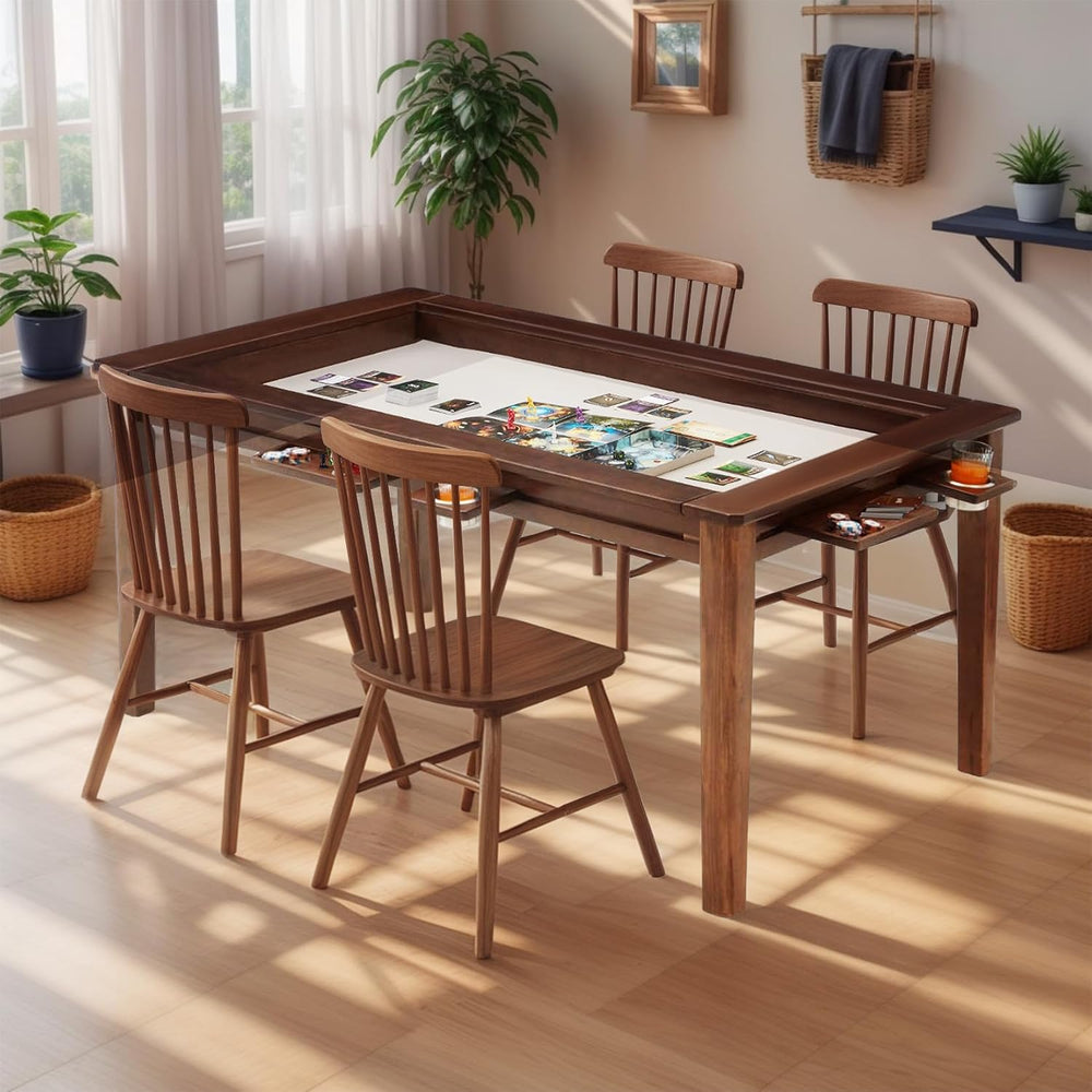 Coperat Solid Wood Board Game Table for 4-6 Players,Dining/Gaming Table w/ 54...