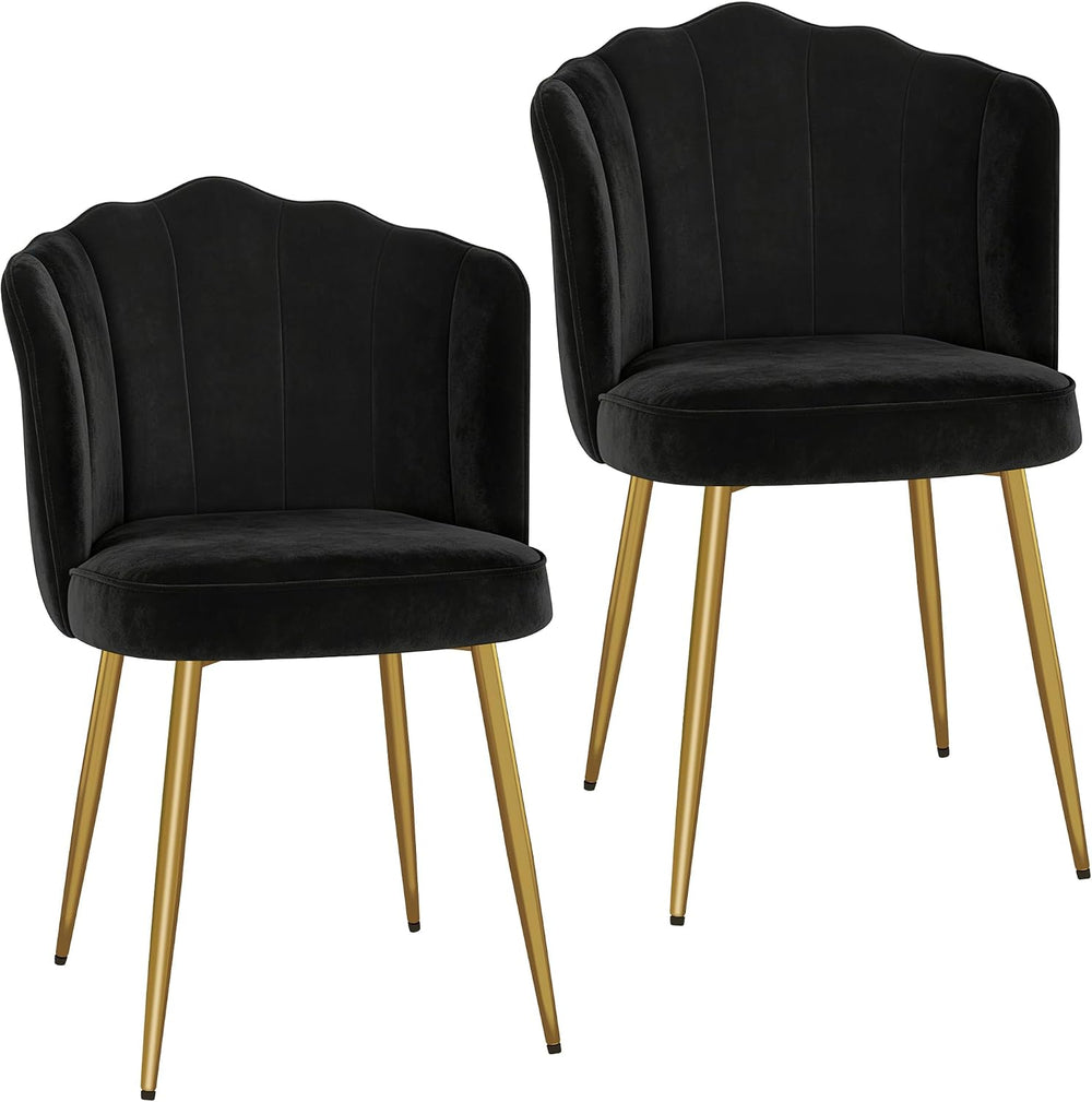 VECELO Velvet Dining Chairs Set of 2, Modern Upholstered Kitchen Chairs with ...