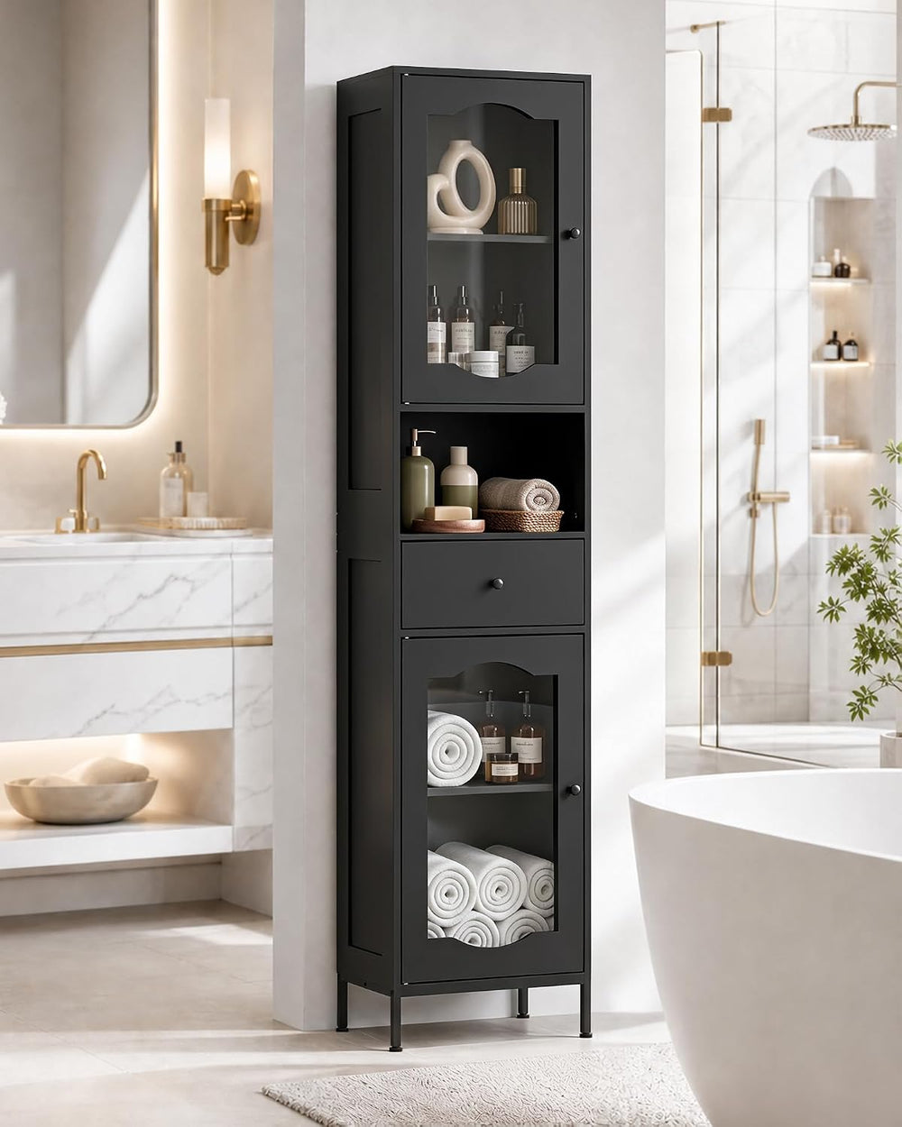 fineway 68"H x 16"W Tall Bathroom Storage Cabinet with Door & D...