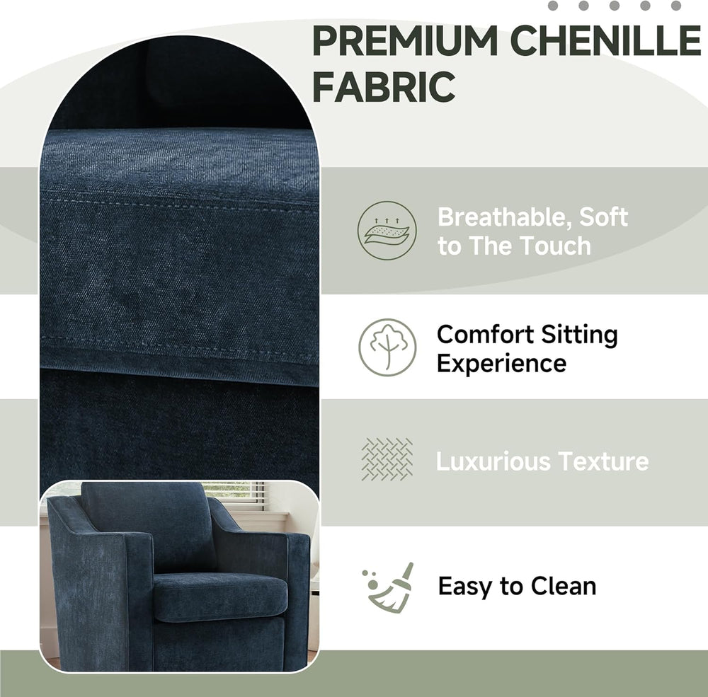 Swivel Accent Chairs Set of 2, Chenille Upholstered Armchair for Living Room,...