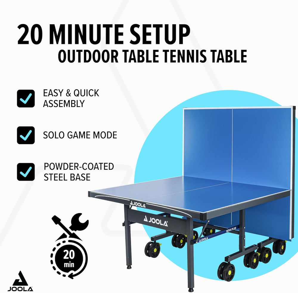 JOOLA NOVA Outdoor Ping Pong Table with Waterproof Table Tennis Net Set - Qui...