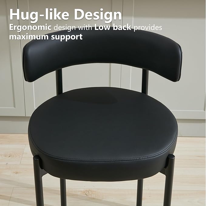 Faux Leather Dining Chairs Set of 2, Mid Century Modern Dining Room Chairs wi...