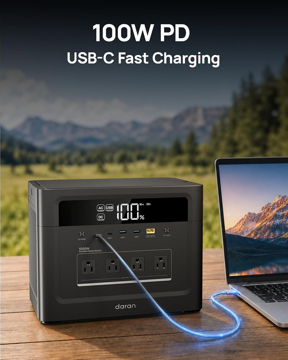 Portable Power Station 2000W Surge, Solar Generator 1000W, 960Wh