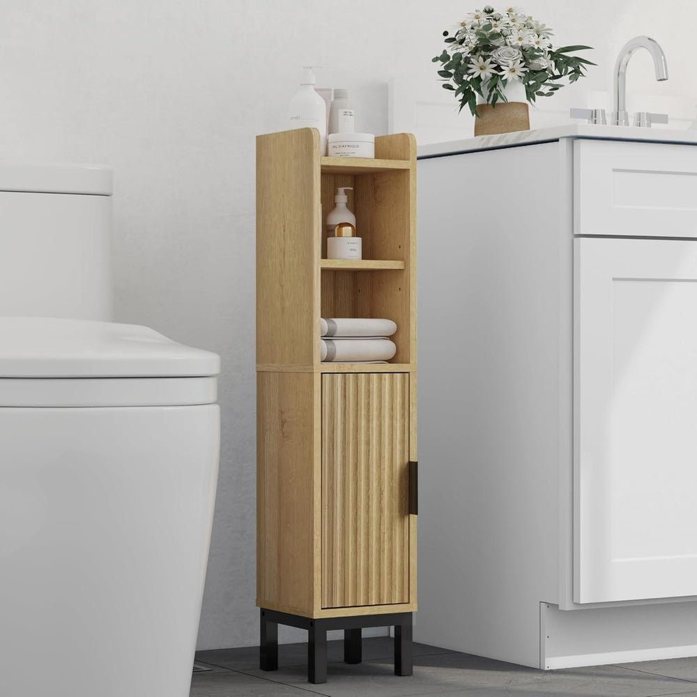 FerniTry Small Bathroom Storage Cabinet, Corner Narrow Toilet Paper Floor Cab...