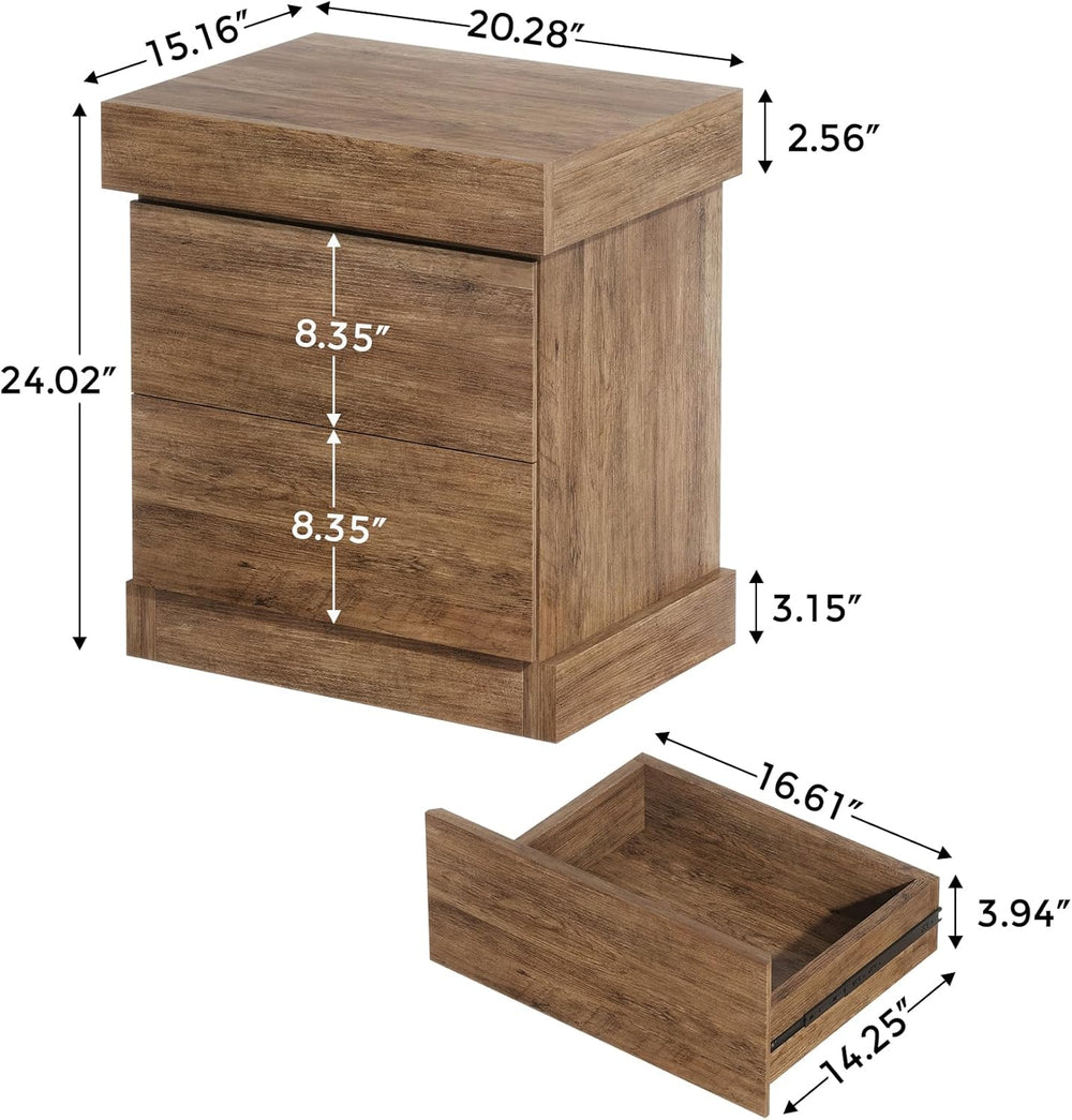 Nightstand with Gun Drawer, Farmhouse Bedside Table with Hidden Storage, Side...
