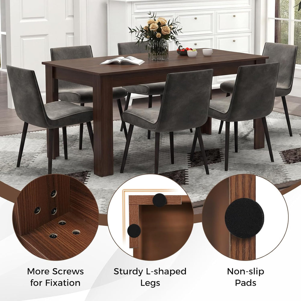 COSTWAY Dining Table for 4-6 People, 63” Rectangular Dining Room Table, Farmh...