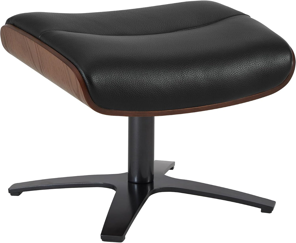 CHITA Genuine Leather Reclining Swivel Accent Chair with Ottoman, Black | Eam...