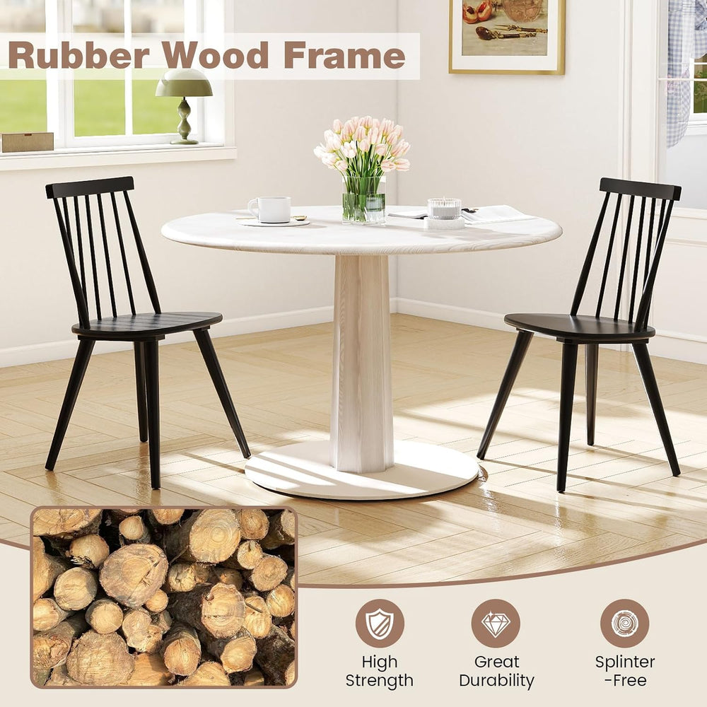 GOFLAME Windsor Dining Chairs Set of 2, Farmhouse Kitchen Chairs with Rubber ...