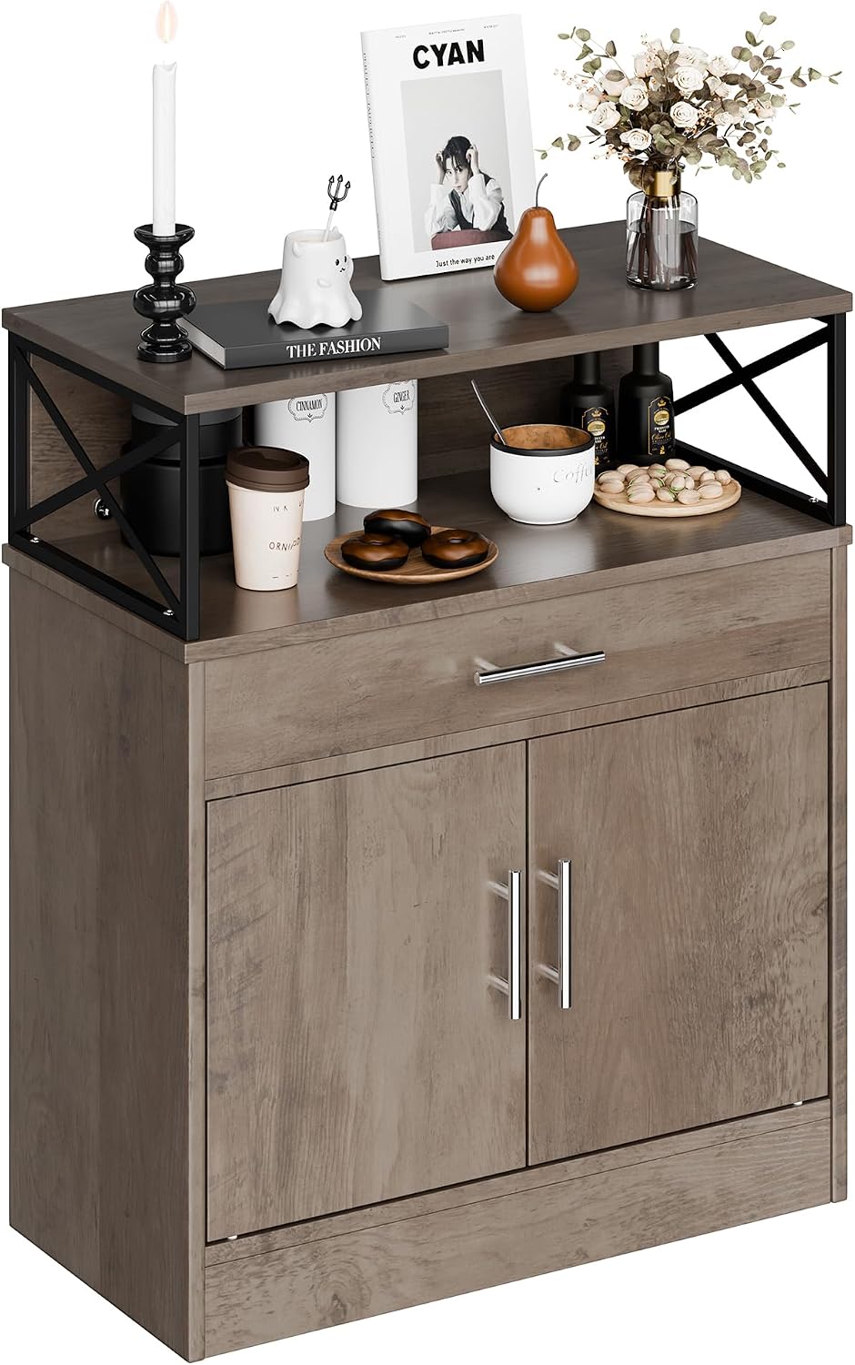 SUNLEI Kitchen Buffet Sideboard Cabinet, Storage Cabinets with 2 Doors and 1 ...