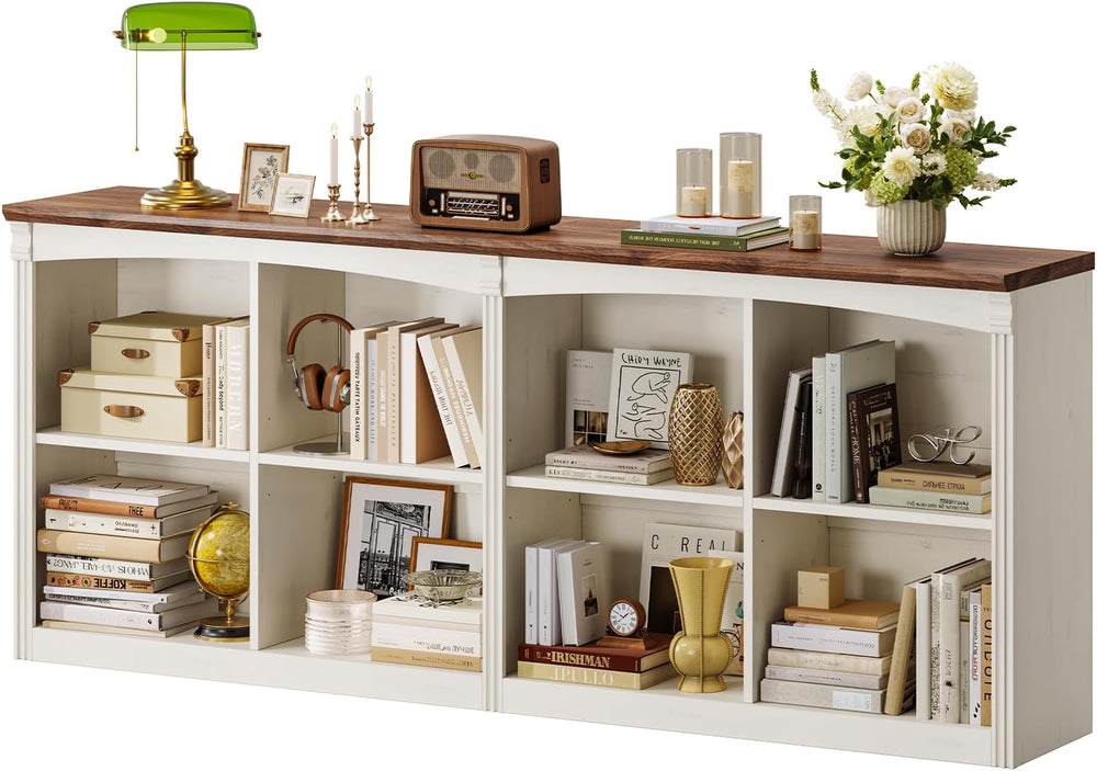 UPOSOJA 63’’ Extra Long 8 Cube Storage Organizer Bookcase,Long Bookshelf, Cub...