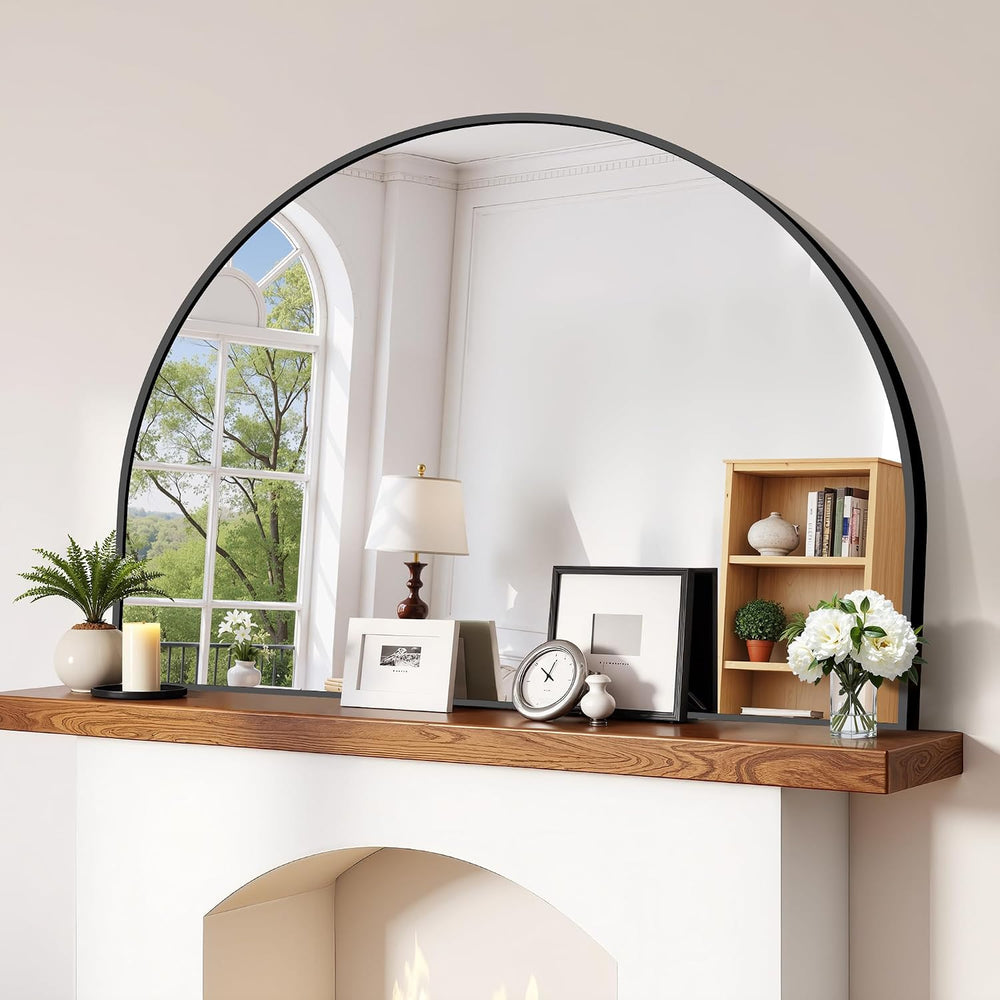 CIRCUMI Arched Wall Mirror, 48"x36" Black Arched Mirror for Entrywa...