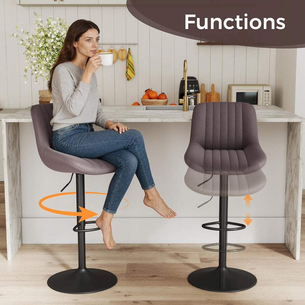 Nalupatio Bar Stools Set of 3, Adjustable Modern Swivel Bar Stools with Backs...