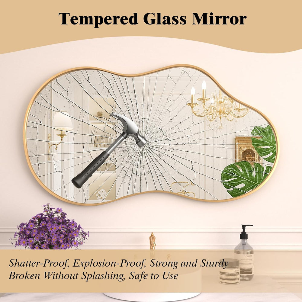 WEER Gold Irregular Wall Mirror for Bathroom 20X36 Inch