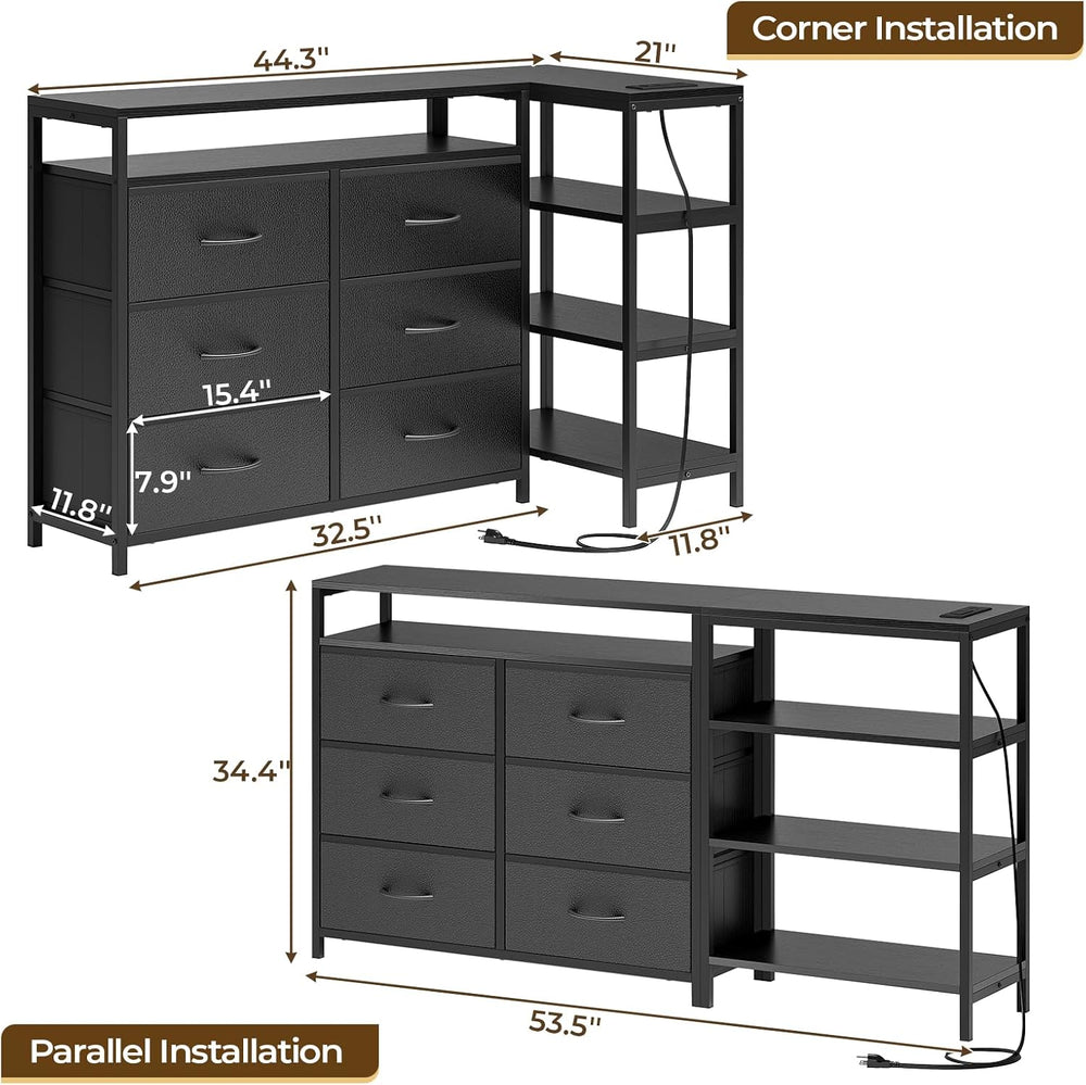 HAUOMS TV Stand for 60 Inch TV,LED Entertainment Center,Black | L Shaped Conv...