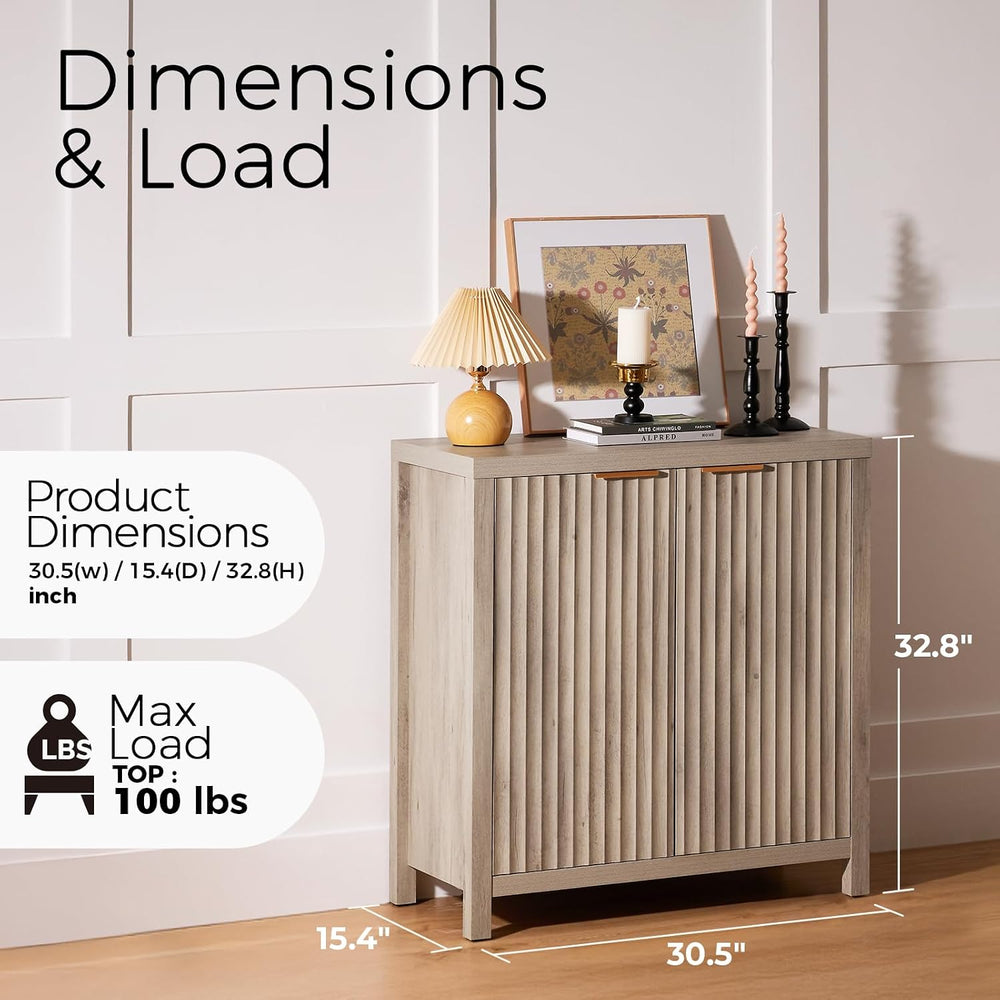Walsham Sideboard Buffet Cabinet with Storage, 30.5'' Fluted Modern C...