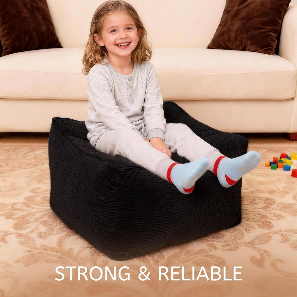 Square Corduroy Pouf Ottoman, Soft Fluffy Foot Stool with Foam Chunk Filling,...