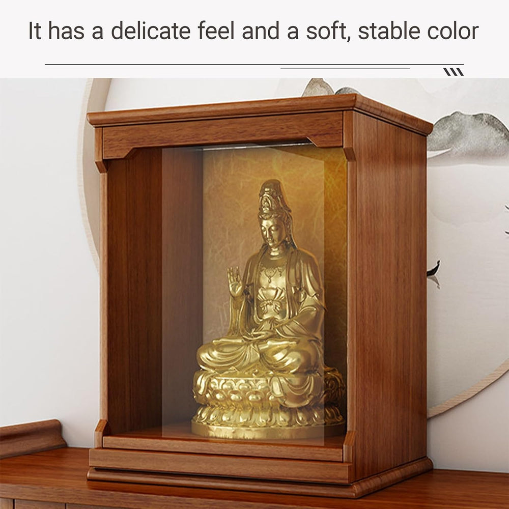 Solid Wood Tabletop Buddhist Table with Pull-Out Drawer, Tribute Personal Shr...