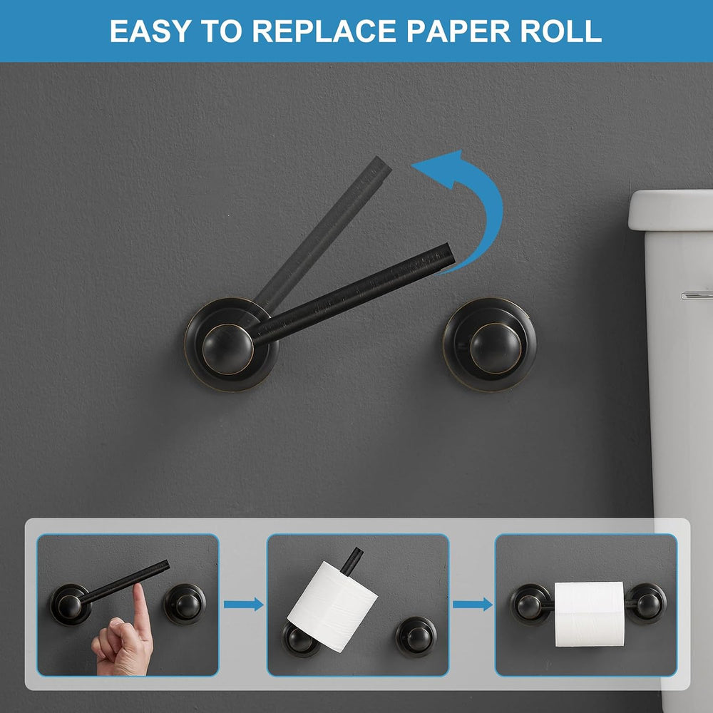 Pivoting Toilet Paper Holder and Hand Towel Ring, Oil Rubbed Bronze