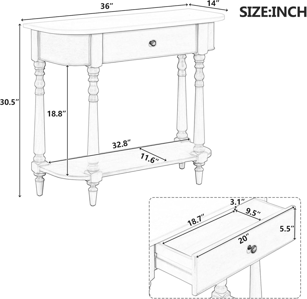 LKTART Solid Wood Corner-Curved Console Table,Farmhouse Space-Saving Entryway...